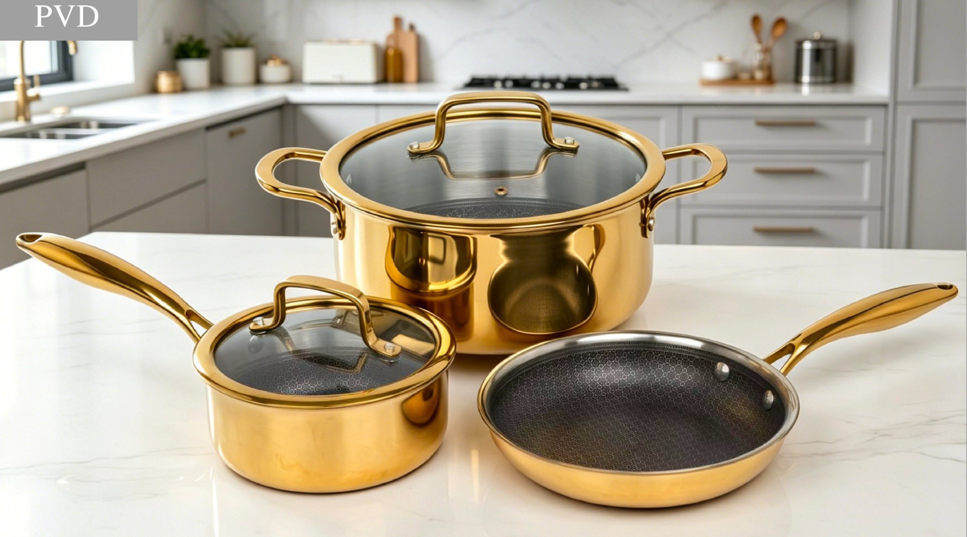 PVD copper-finish cookware set